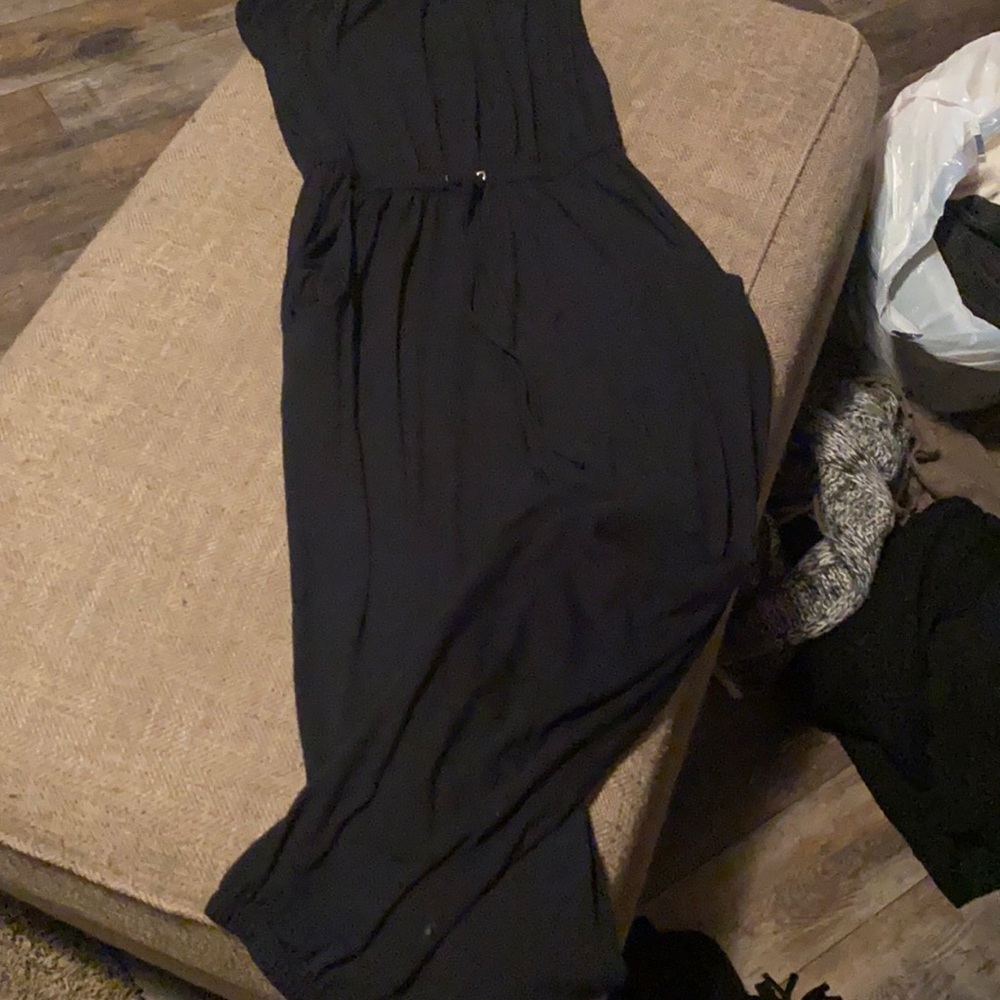 Black halter jumpsuit with drawstrings Sz M